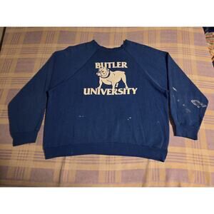 Vintage 70s 80s Butler Bulldogs Indianapolis Blue Mascot Sweatshirt Adult XL